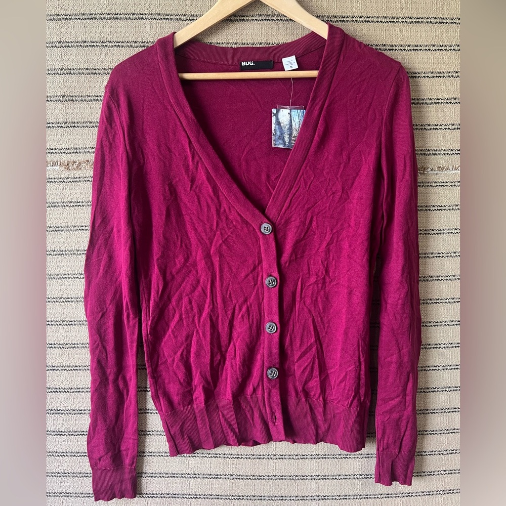BDG Wine V-Neck Sweater Button Up Cardigan
